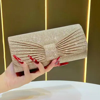 Women's Sparkling Evening Clutch with Chain Strap, Mini Bag - 8