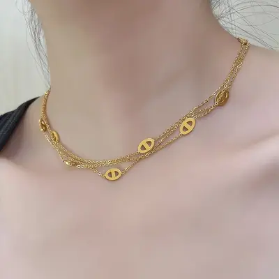 18 ayar altın titanyum çelik kolye, solmaz