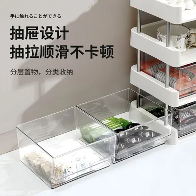 桌面化妆品收纳抽屉收纳盒护肤品卫生间多层置物架洗漱台防尘 - 4
