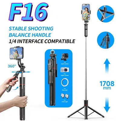 Smartphone-Selfie-Stab F16 ausgewogen und robust Alles-in-einem-Stativ Live-Streaming Bluetooth-Selfie-Stab Vibrationsdämpfer-Halterung