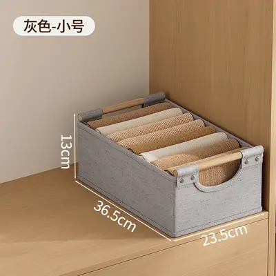 Faltbare Stoff-Aufbewahrungsbox mit Holzgriff für Kleidung - 9