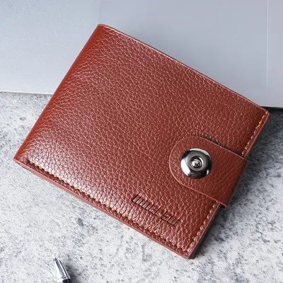 Men's Leather Wallet with Magnetic Clasp, Zipper and Driver's License Slot - 9