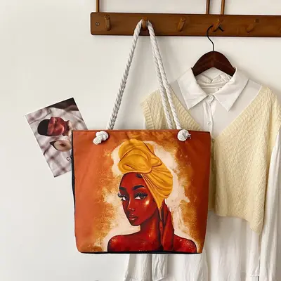 Printed Canvas Tote Bag for Women, Large Capacity Shoulder Shopping Bag - 10