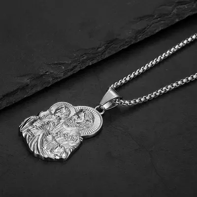Hip-Hop Stainless Steel Pendant Necklace, Sagrada Familia Diamond-Coated