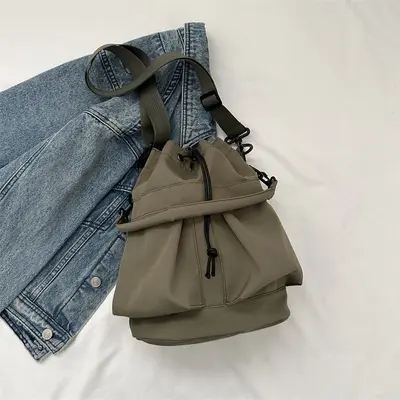Women's Bucket Bag, Large Capacity Single-Shoulder, Korean Style - 11