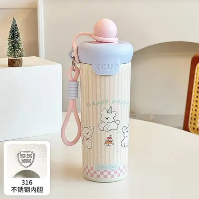 Yeni Model Float Ball Cup 316 Paslanmaz Çelik Termos Bardak Büyük Kapasite Su Bardağı Karikatür Yüksek Estetik Taşınabilir Askılı Pipet Bardak - 7