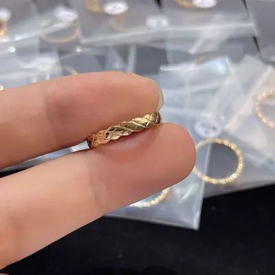 Xiangja 18k Gold plattiert Coco Rautenmuster Ring - 7