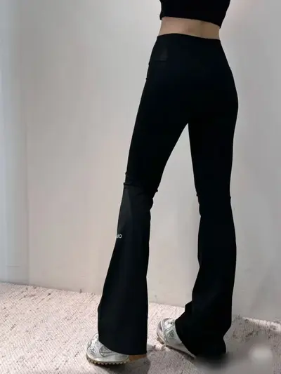AL High-Waisted Flared Yoga Pants, Reflective Letter Print, Butt-Lifting - 3