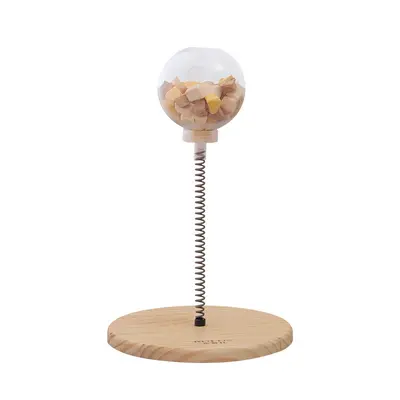 Solid Wood Rotating Cat Toy and Pet Treat Dispensing Ball, Roly-Poly - 8