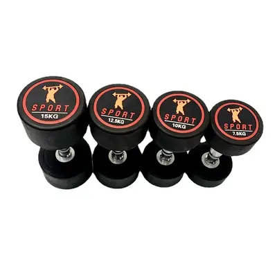 Round head dumbbell set, rubber coated, pure iron, men and women