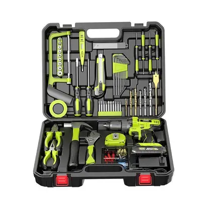 Electric Drill and Hand Tool Set, Complete Home Repair Kit - 2
