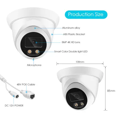 Acarte 8MP 4K POE CCTV camera system kit