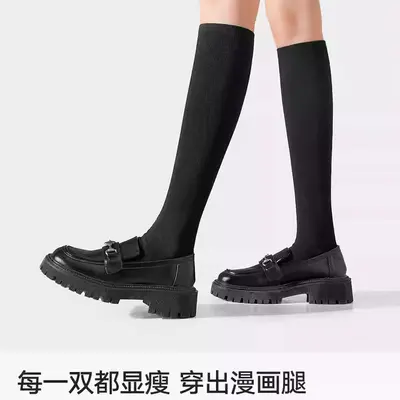 Women's Japanese-Style Long Calf Socks, Sweat-Absorbing, Antibacterial Cotton