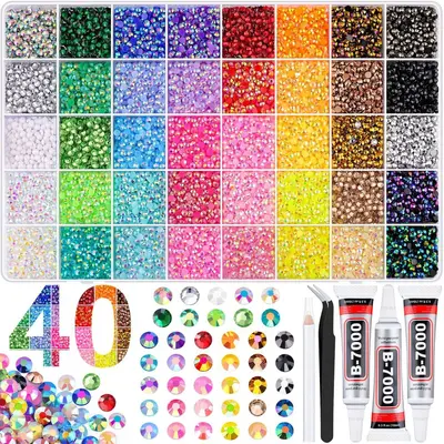 Renkli reçine düz tabanlı jöle taş, 3mm, 40 renk, tırnak süsü - 7