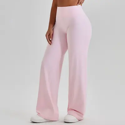 Damen Yogahose mit hoher Taille, weitem Bein und atmungsaktivem Stoff - 10