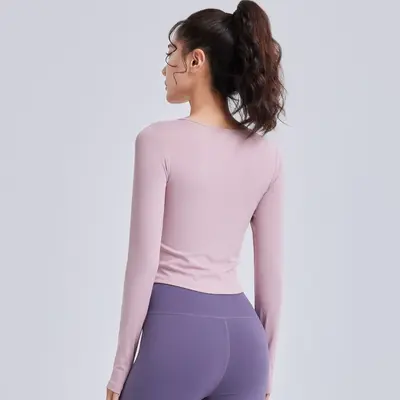 Damen Langarm-Pilatesoberteil, schulterfrei mit Cut-outs, Herbst/Winter
