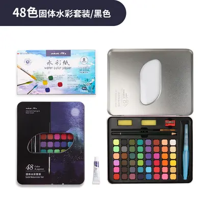 Children's watercolor paint set, tin box, artist kit - 8