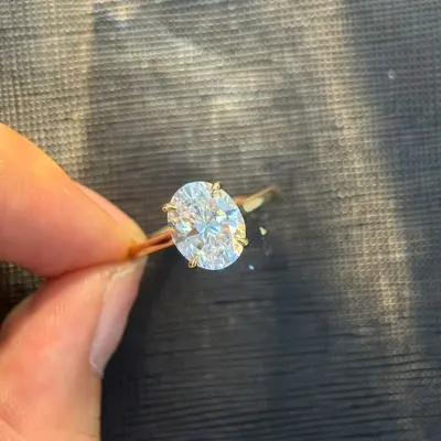 S925 Sterling Silver Ring with 2-8 Carat Oval Moissanite - 7