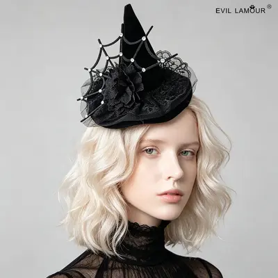 Bridal Headpiece Vintage Mesh Hat with Feather Hair Accessory, Derby Hat - 8