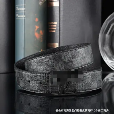 跨境男士真皮腰带网红格子纹3.8打孔牛皮皮带高端休闲商务裤腰带 - 8