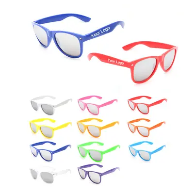 Solid Color Rivet Sunglasses with Logo - 1
