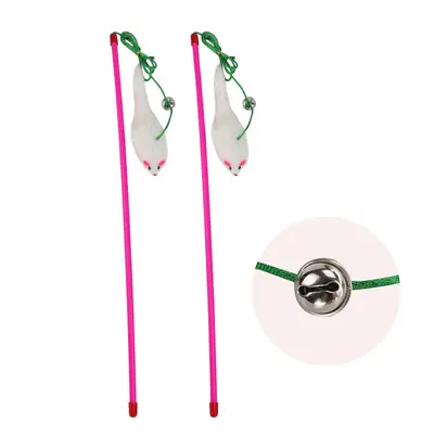 Cat Teaser Wand with Mouse and Rabbit Fur Ball Cat Toys - 2