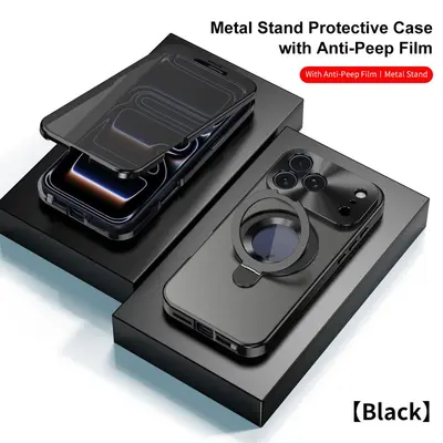 Magnetic Stand Case for iPhone 16 Pro Max, Drop-Proof, Privacy Glass Compatible - 7