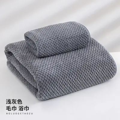 Bathroom towel coral velvet thickened pineapple grid towel bathroom towel water-absorbent quick-drying household adult thickened bathroom towel - 11
