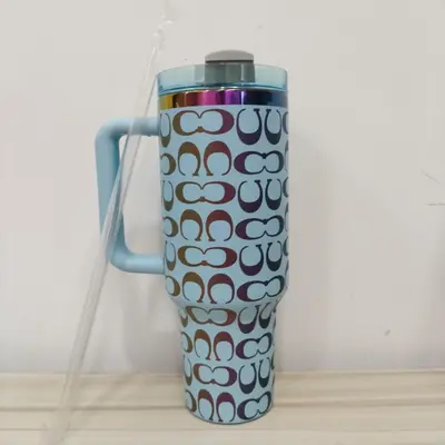 Stainless Steel Insulated Mug with Straw, Large Capacity with Handle