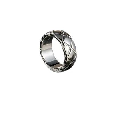 Roségold- und Silber-CNC-Rauten-Muster-Zeigefingerring für Damen