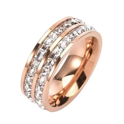 Titanium steel star ring zircon couple matching rings