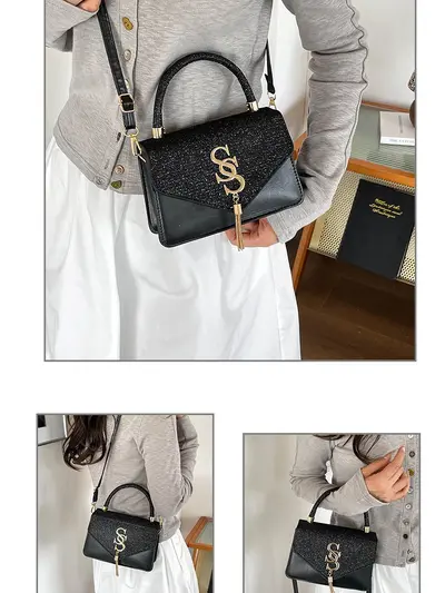 Kleine Damen-Umhängetasche mit Buchstabenmuster, Schultertasche - 3