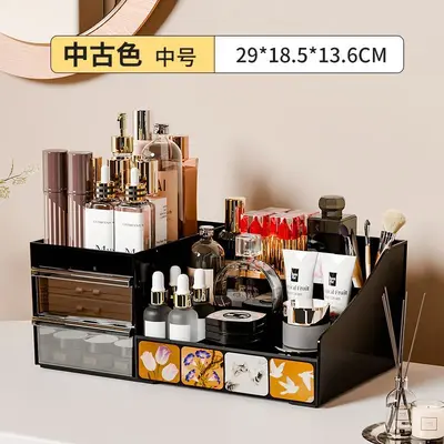化妆品收纳盒大容量护肤品置物架桌面高级收纳盒梳妆台整理收纳柜 - 7