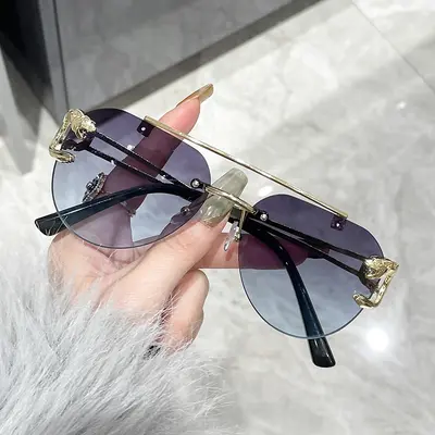 Men's Frameless Metal Sunglasses, UV Protection - 7