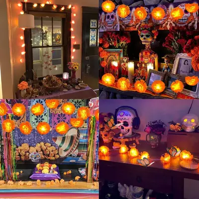 LED Marigold Flower Garland, Day of the Dead Decoration - 5