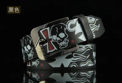 Popular cross-border pin buckle men's belt AliExpress belt European and American hip-hop skull casual pants belt manufacturer wholesale