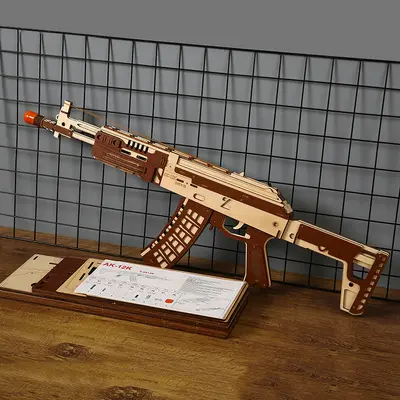 Ahşap oyuncak tüfek modeli AK12 yapboz - eğitici blok seti