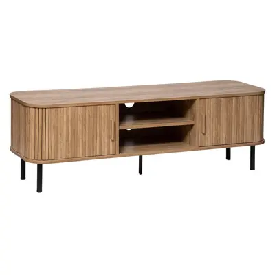 Light Luxury Rock Slab TV Cabinet with Grooved Panel and Roll-Up Door - 5