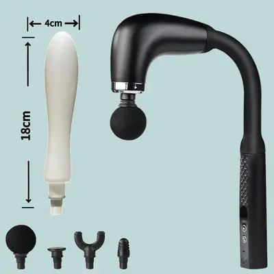 Massage Gun with Angled Head, Silicone Attachment for Neck and Lower Back - 11