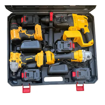 电动工具套装电钻扳手电锤角磨机电动工具四件套锂电电动工具套装
