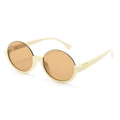 Unisex Oval Half-Frame Sunglasses with UV Protection - 3