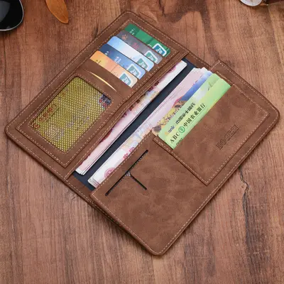 Men's Long PU Leather Wallet with Matte Finish - 2