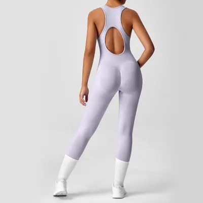 Long Backless Tight Yoga Jumpsuit, High Elasticity - 8