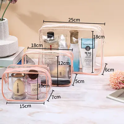 PVC Transparente Kosmetiktasche Großvolumen Reise tragbar Outdoor transparente Toilettentasche Kosmetiktasche Lagerbestand Großhandel - 12