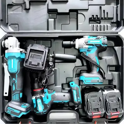 Makita 4-piece battery kit: hammer, angle grinder, drill, impact wrench
