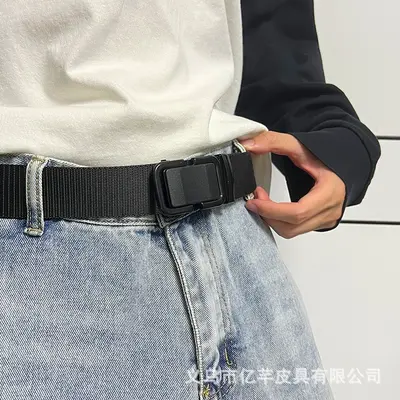 New automatic buckle fashion nylon belt for youth and students, military training special trousers belt, tactical belt for men and women
