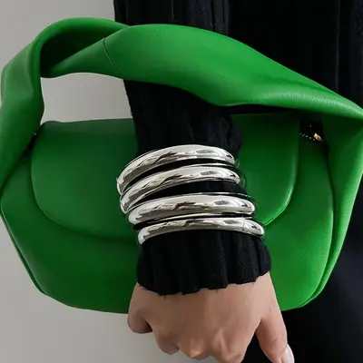 Europäische und amerikanische grenzüberschreitende Mode Metall Bühnen Armbandsatz für Frauen, personalisiertes übertriebenes Zahnrad breites Armband Armreif - 8