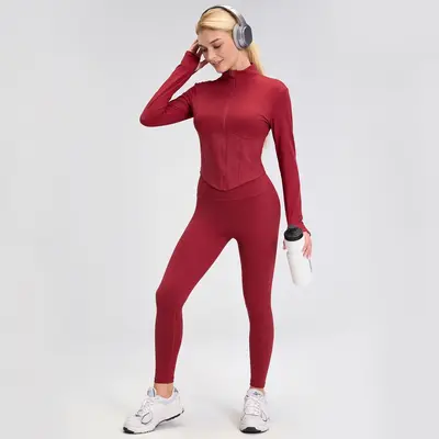 Women's Yoga Jacket, Stand-Collar Long-Sleeve, Running and Pilates Sports Top - 5
