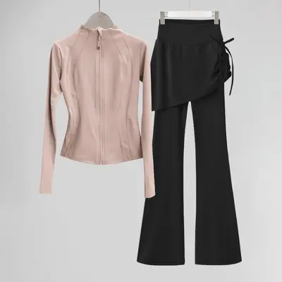 Kadın yoga ceketi, dik yaka slim fit, koşu ve fitness sporu takımı - 3