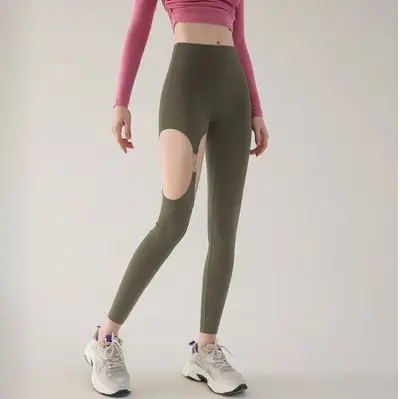 Damen Sport-Leggings, hochelastisch, nackte Haptik, Lauftight, Yoga-Cutouts - 10